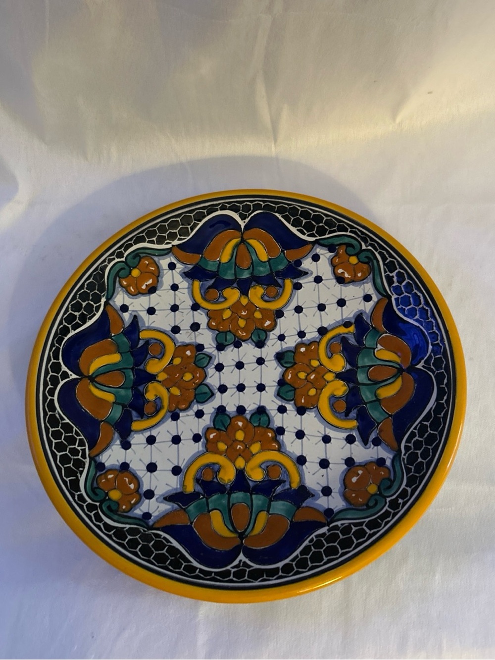 Talavera Salad Plate 8” Hand Painted Signed Pedro Tecayehufitl Mexican Pottery
